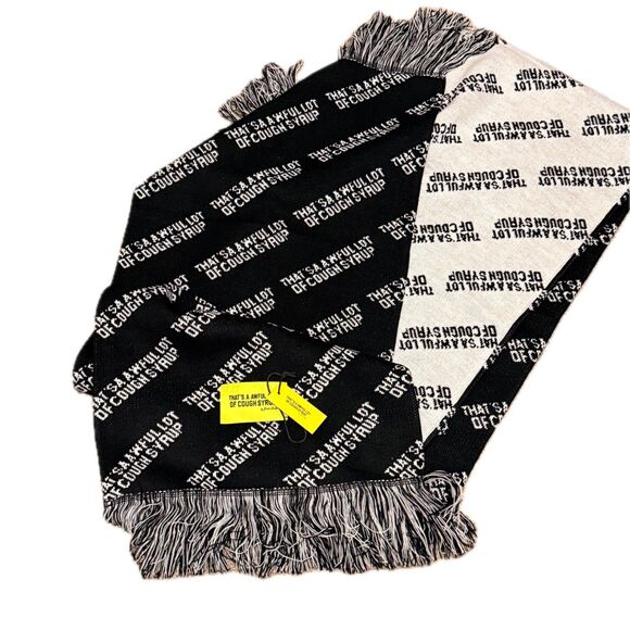 ALOCS That's A Awful Lot Of Cough Syrup Oversized Scarf Black White Streetwear - Picture 5 of 6